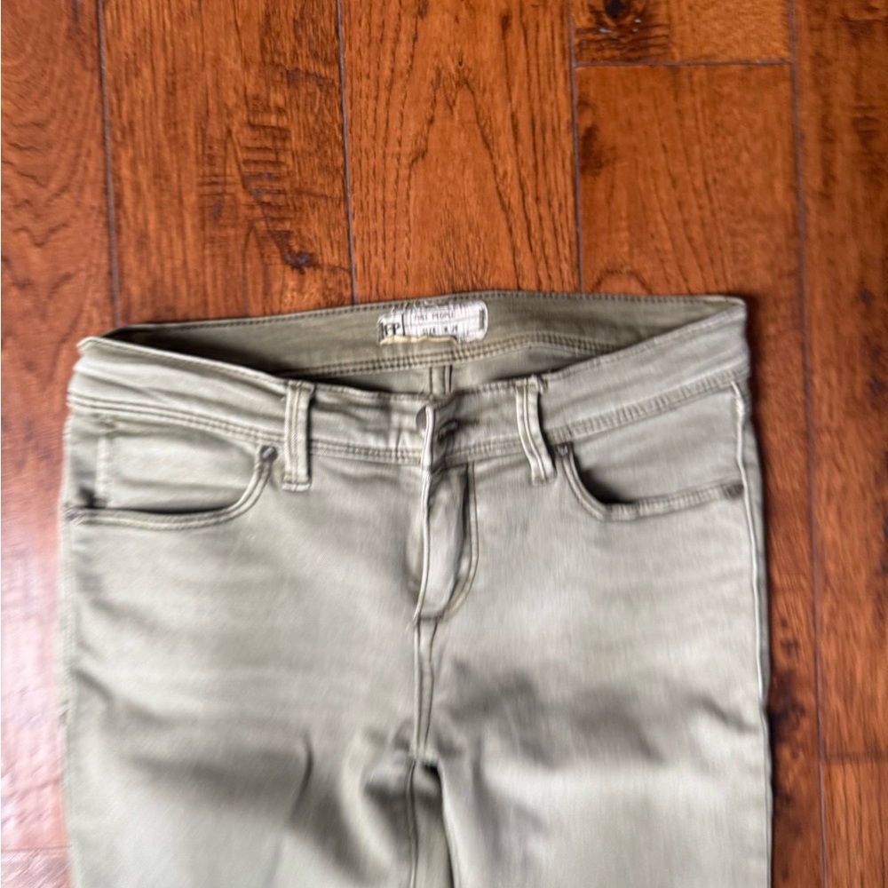 Free People High Rise Green Jeans Modern Fit